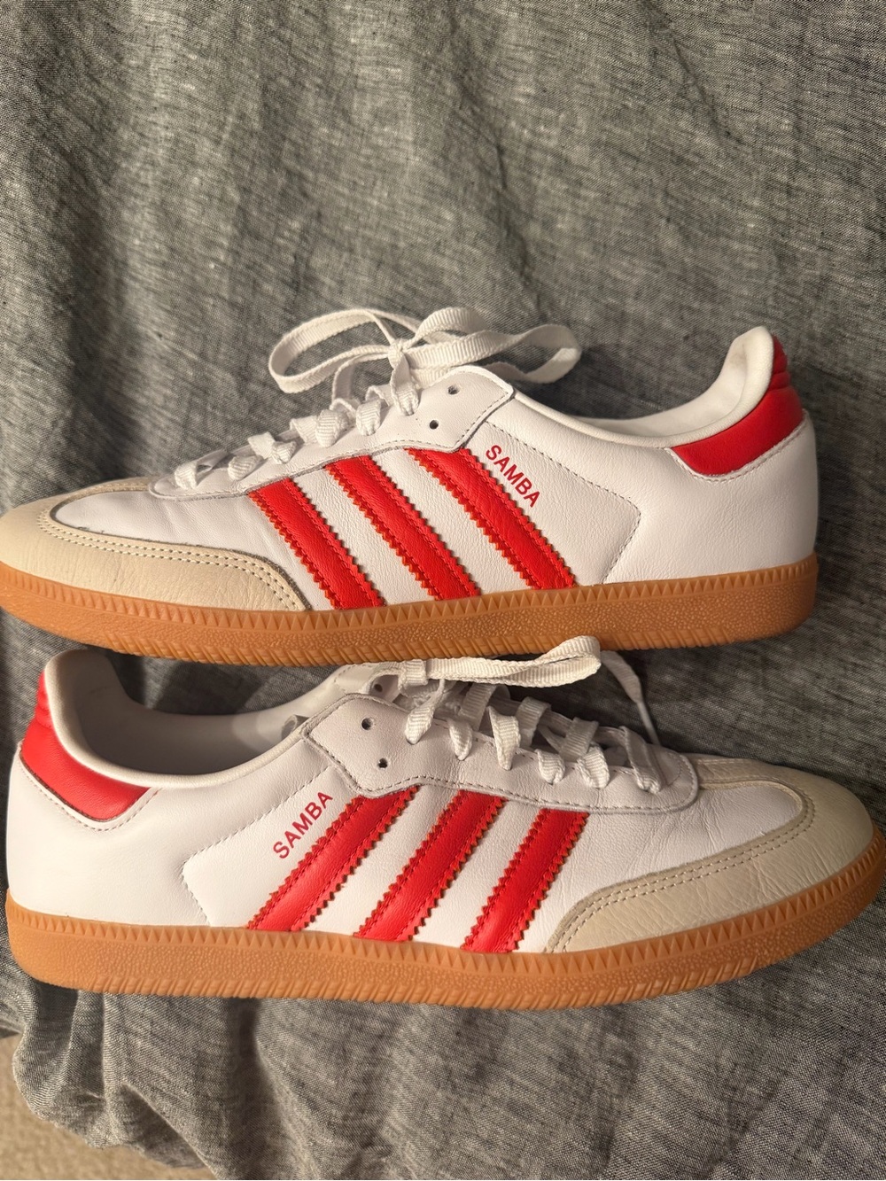 adidas Samba Sneakers - White with Red and Gum